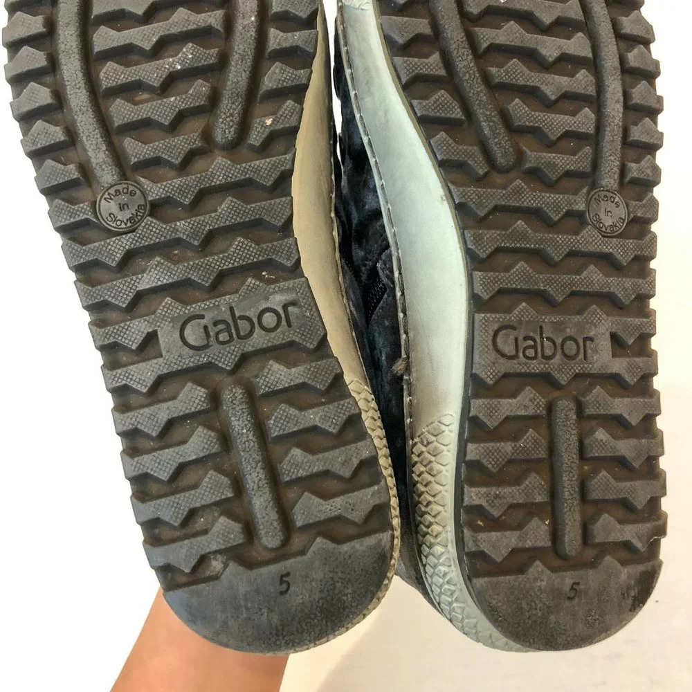 Gabor Blue Velvet Traction Support Distressed Sole Lace Up Sneakers Women's 5 - Picture 6 of 7